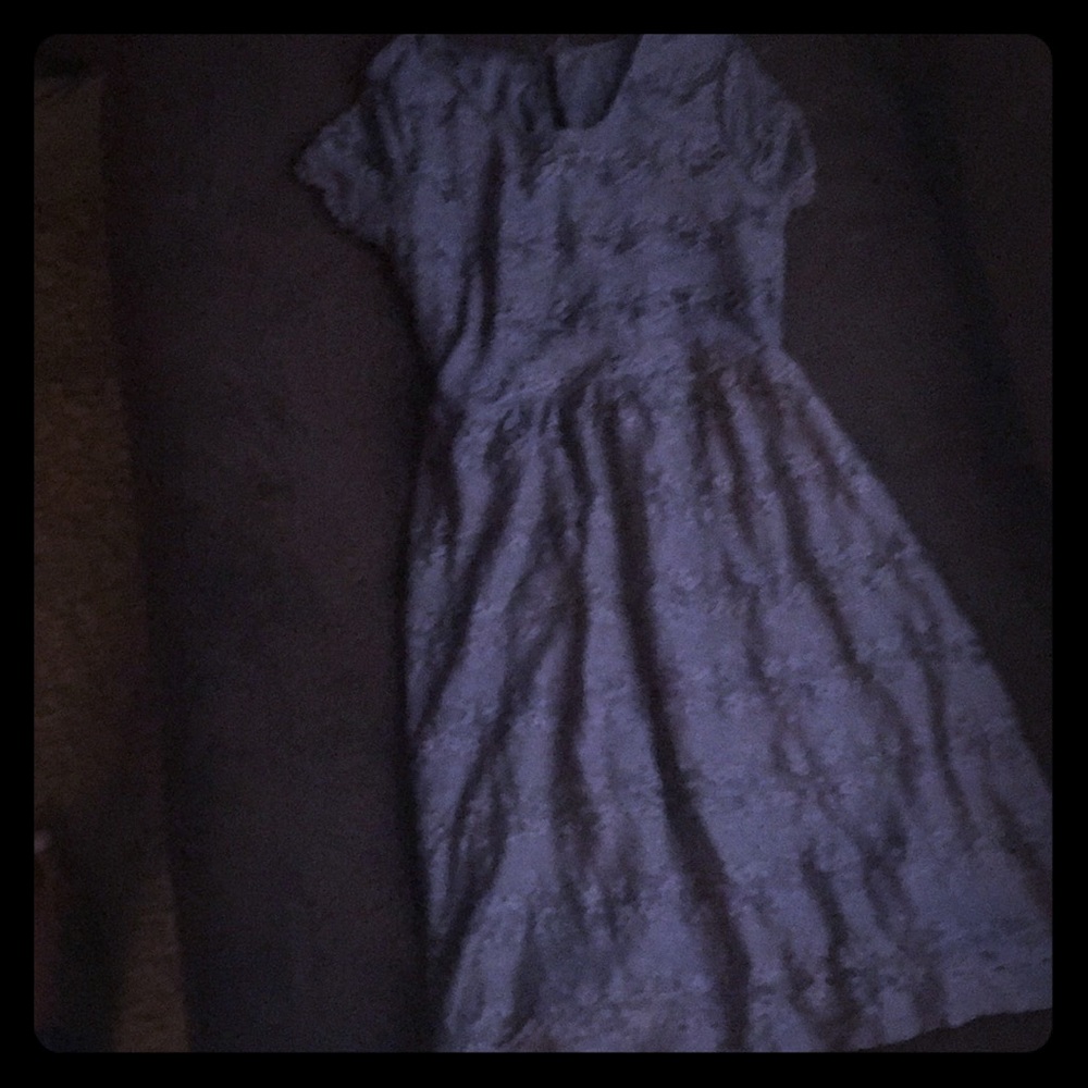Grey dress knee length with grey lace short sleeve